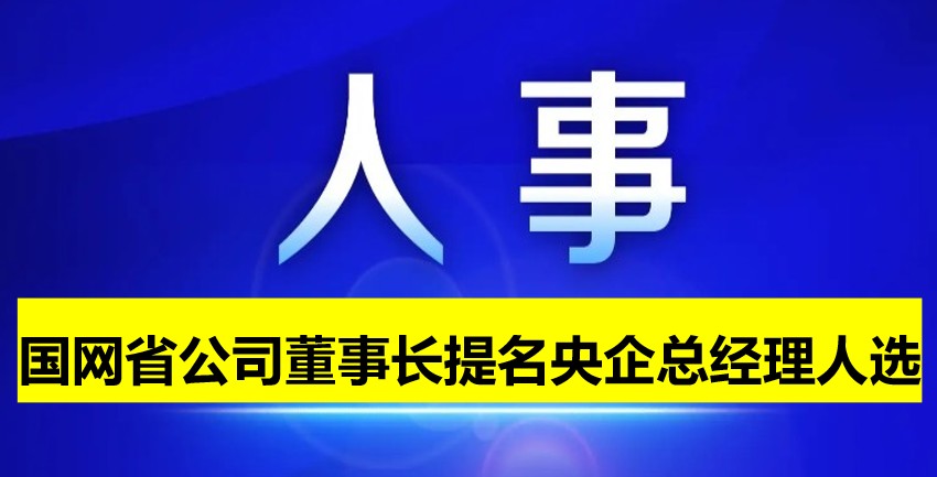 國網省公司董事長提名為央企總經理人選！